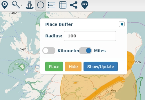 How to place a radius around a point