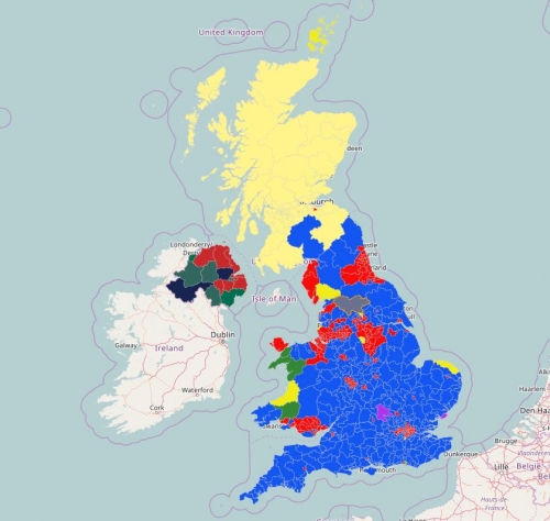 Predominance Map of the UK 2015 Election Results