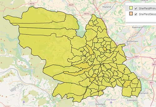 Sheffield Primary and Secondary School Catchment Areas