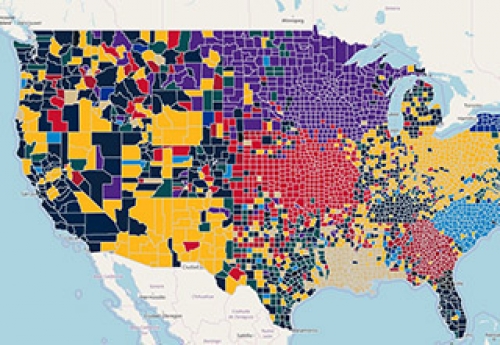 2017-2018 Top Google Searched NFL Playoff Teams By US County