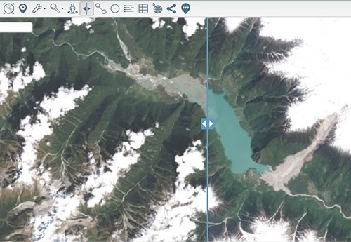 Layer Swipe Map of Zhamu Creek Landslide